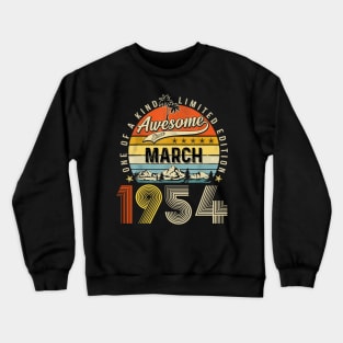 Awesome Since March 1954 Vintage 69th Birthday Crewneck Sweatshirt